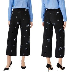 Ann Taylor Kate Side Zip Wide Leg Crop Pant Floral Embroidered Tweed NWT Size 12
